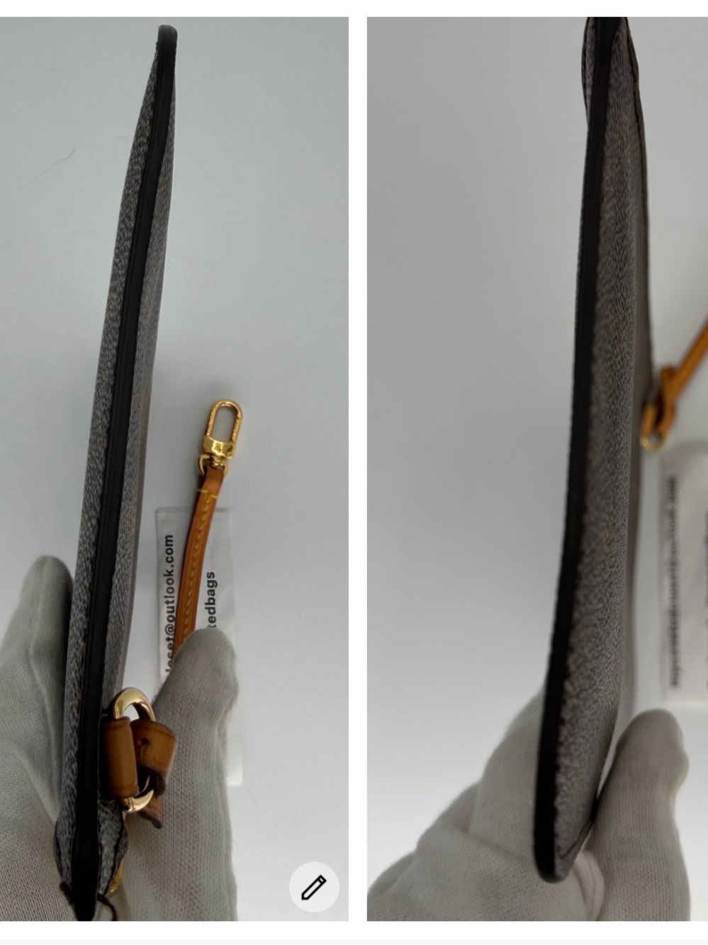 LV Monogram Neverfull Pouch with Rare Yellow Interior w/Dust Bag and Entrupy COA - Picture 13 of 16